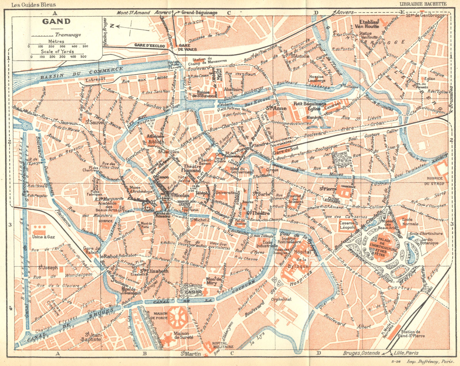 BELGIUM. Ghent. Gand. Town city ville plan carte map 1924 old antique